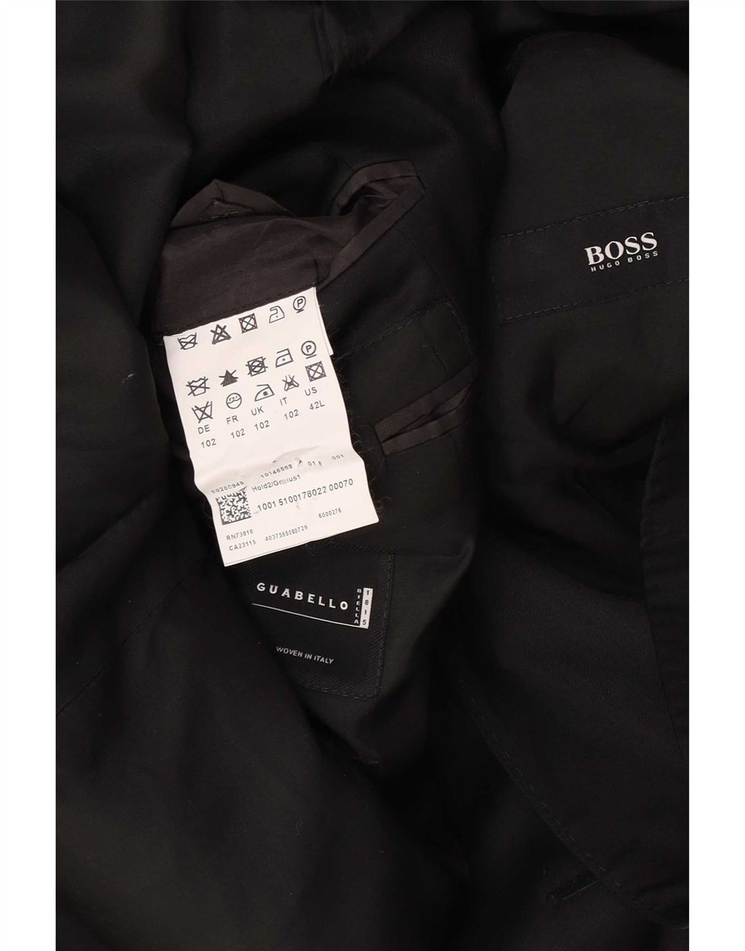 Hugo Boss Herren 2-Knopf-Blazerjacke UK 40 Große schwarze Schurwolle