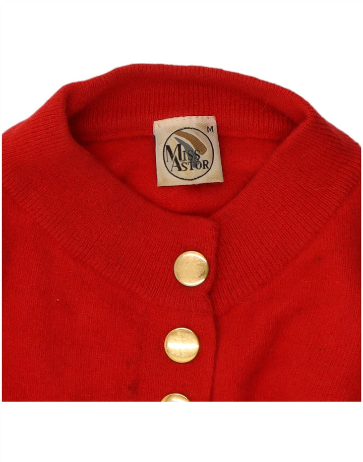 MISS ASTOR Womens Oversized Button Neck Jumper Sweater UK 14 Medium Red