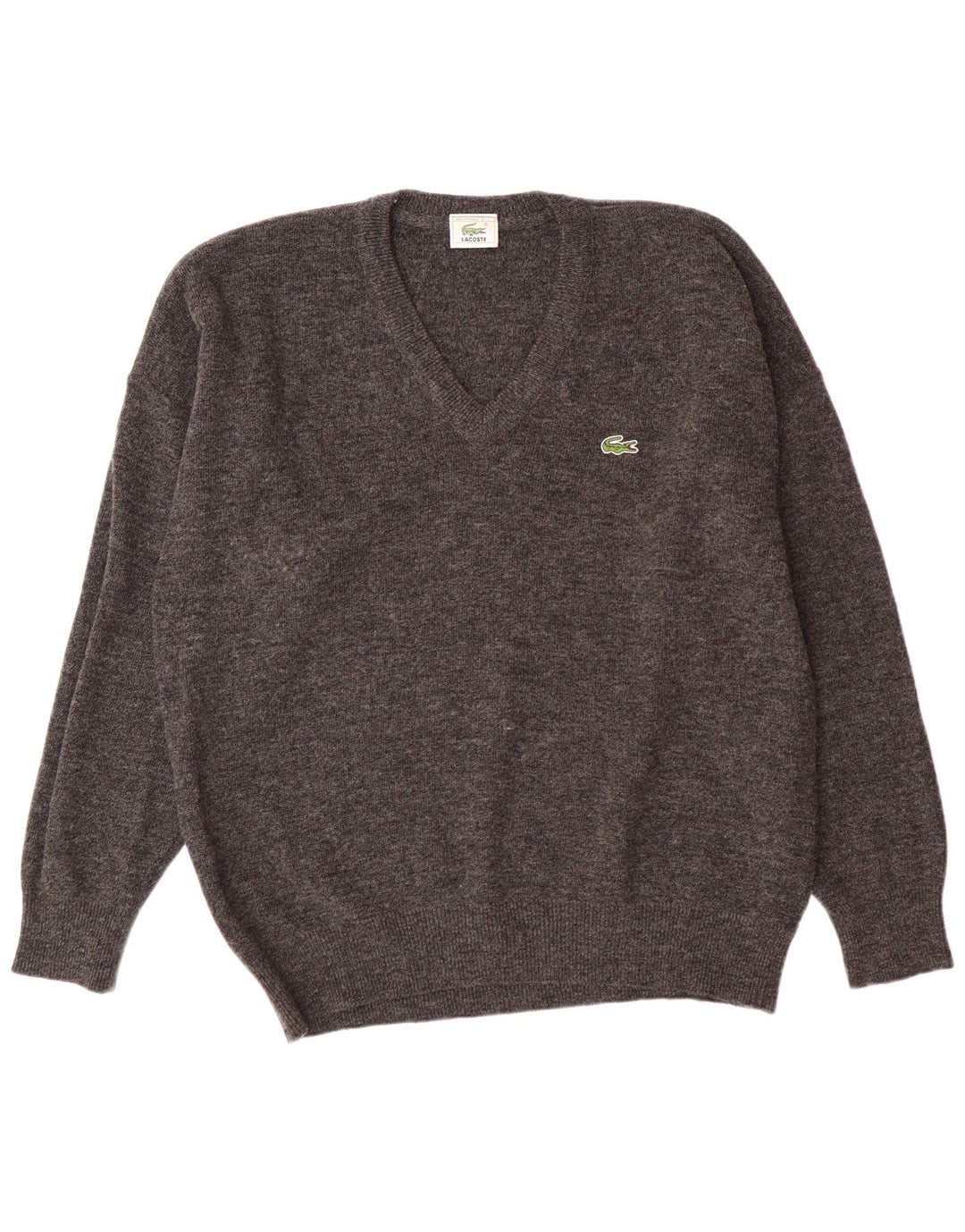 Lacoste Herren-Pullover mit V-Ausschnitt, Größe 7 2XL, graue Wolle