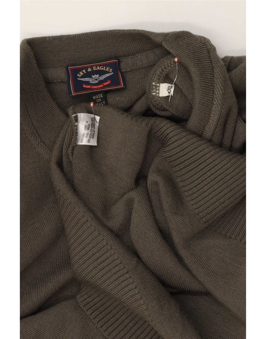 Sky & Eagle Herren-Pullover mit Rundhalsausschnitt, 2XL, Khaki, Wolle