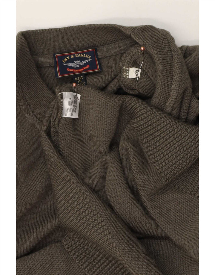 Sky & Eagle Herren-Pullover mit Rundhalsausschnitt, 2XL, Khaki, Wolle