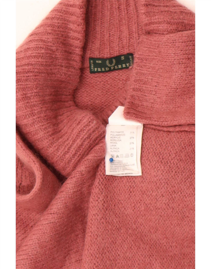 Fred Perry Damen Crop Rollkragenpullover Pullover UK 10 Small Pink