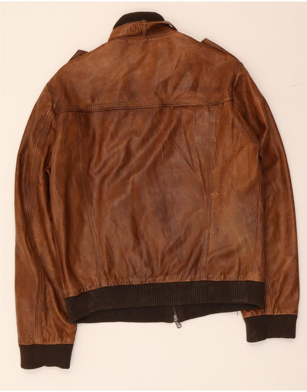 Vintage Herren Militärlederjacke UK 36 Small Brown