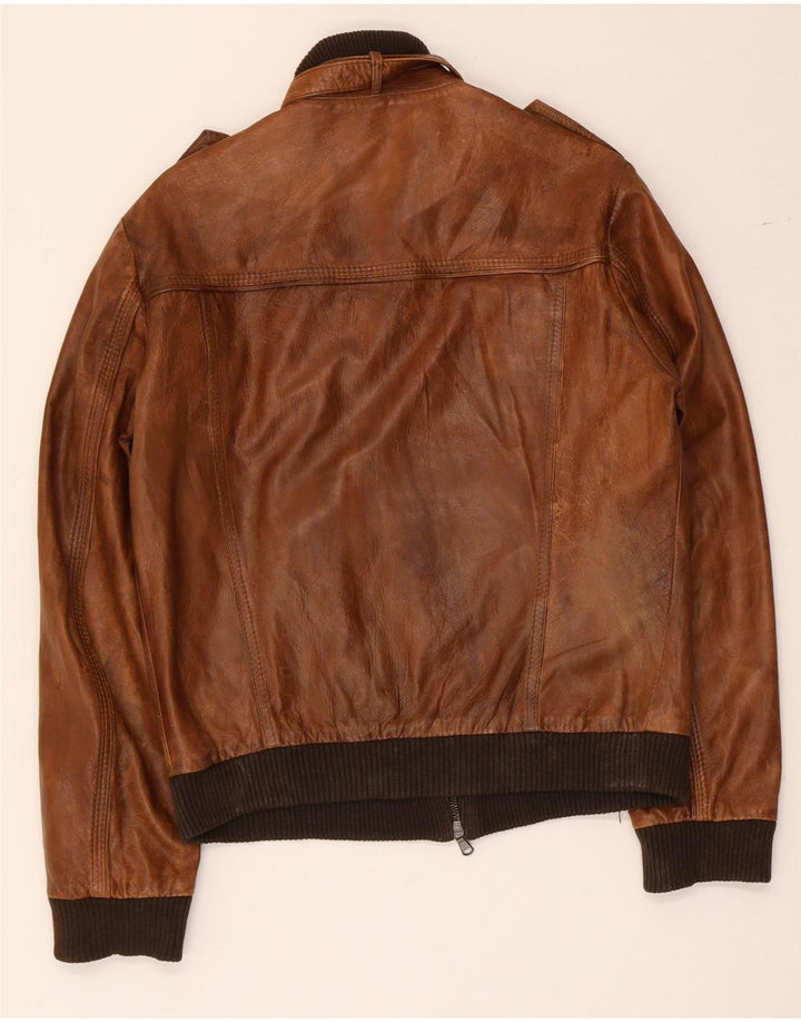Vintage Herren Militärlederjacke UK 36 Small Brown