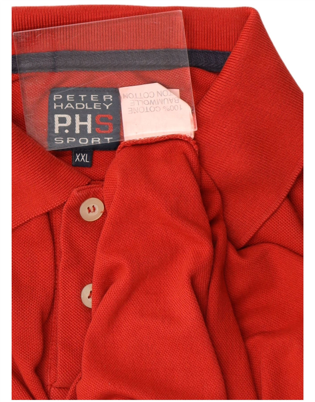 PETER HADLEY Herren-Langarm-Poloshirt 2XL aus roter Baumwolle