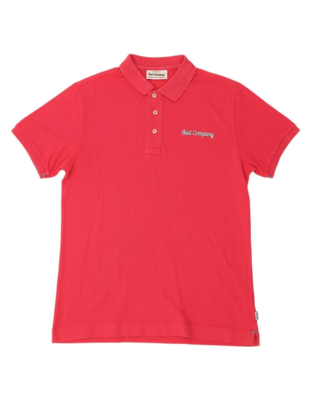 BEST COMPANY Mens Polo Shirt Medium Pink Cotton