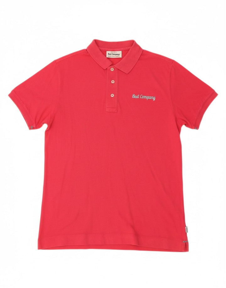 BEST COMPANY Mens Polo Shirt Medium Pink Cotton