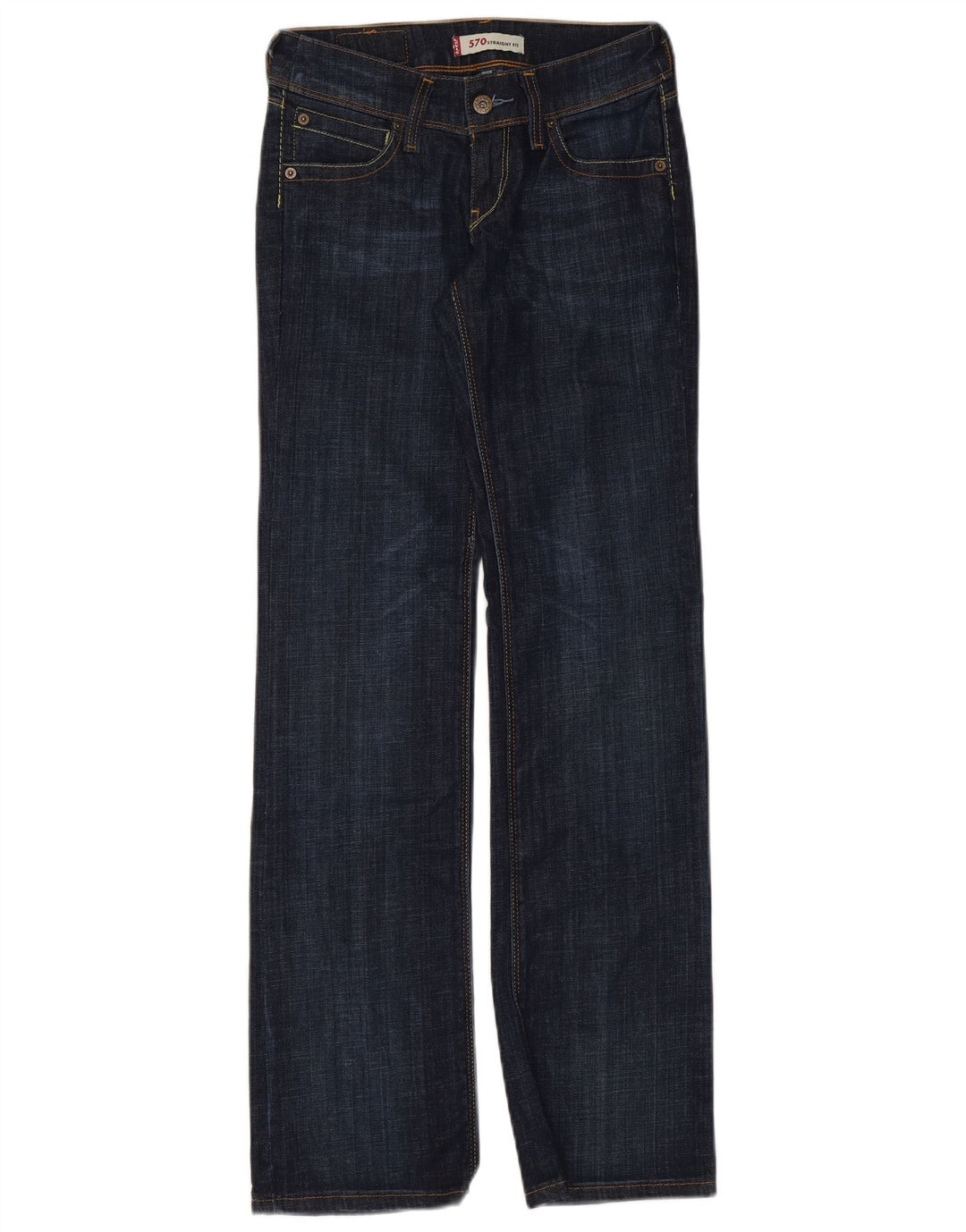 Levi's Damen 570 Straight Jeans W26 L32 Marineblaue Baumwolle