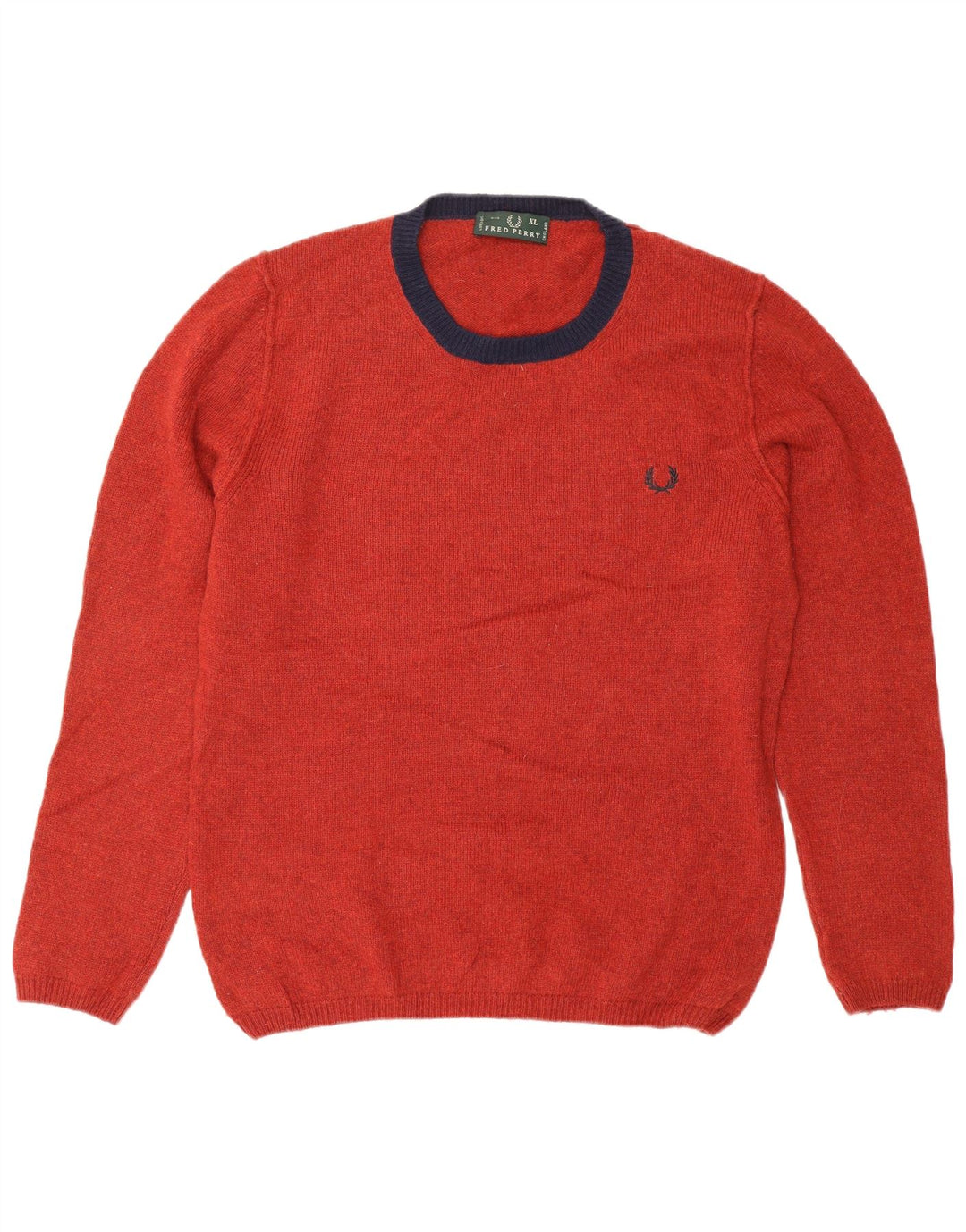 FRED PERRY Herren-Pullover mit Rundhalsausschnitt, XL, rote Wolle