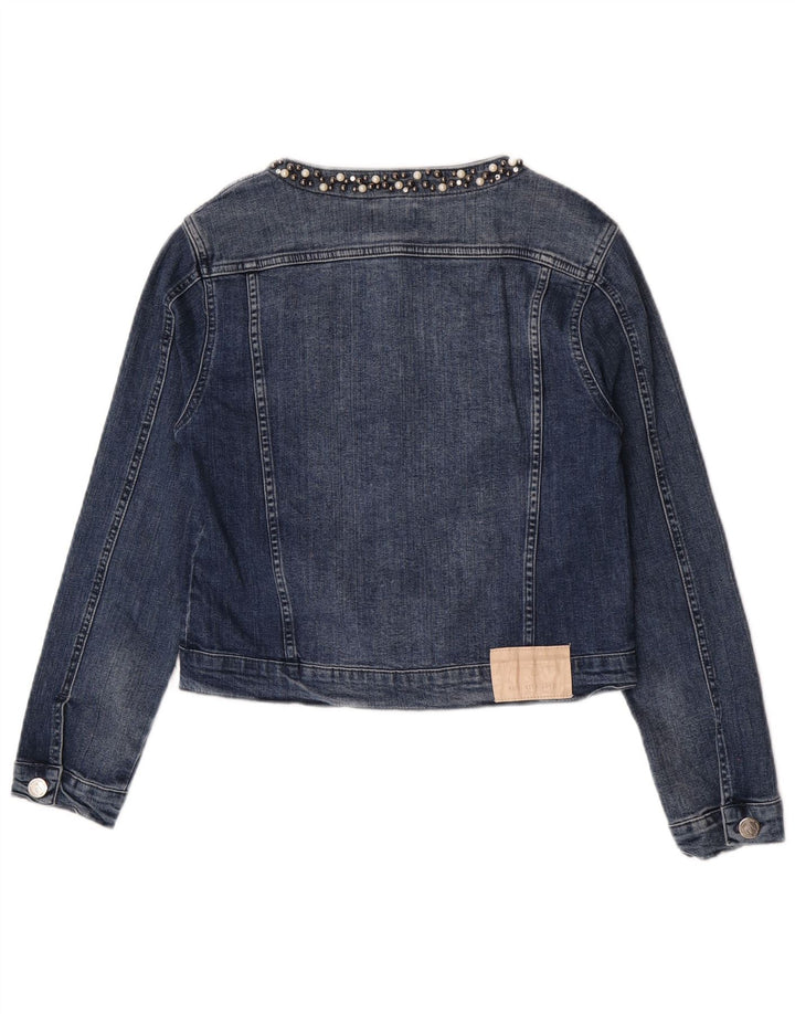 Vintage Damen Crop Jeansjacke UK 18 XL Blaue Baumwolle