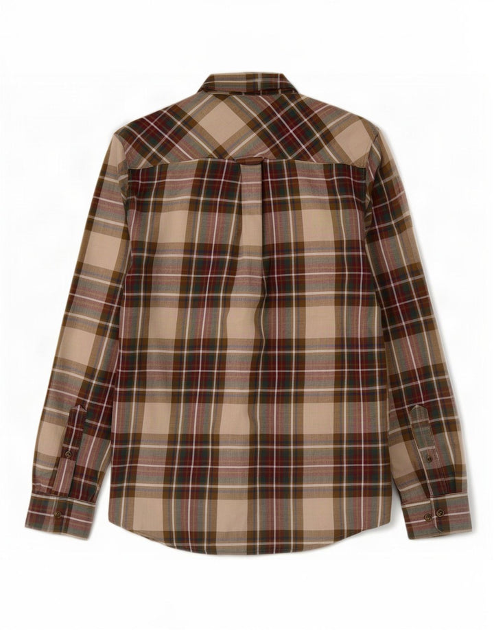 James Pringle Herren-Flanellhemd, klein, beige, kariertes Polyester