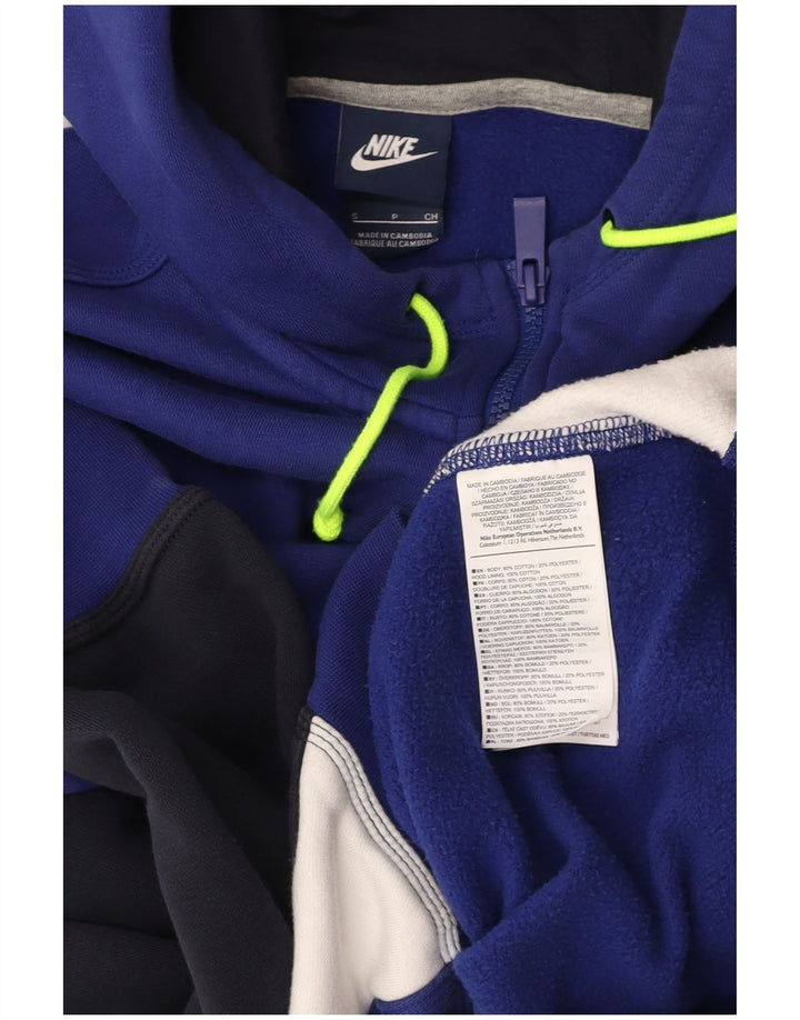 NIKE Womens Oversized Zip Hoodie Sweater UK 10 Small Blue Colourblock