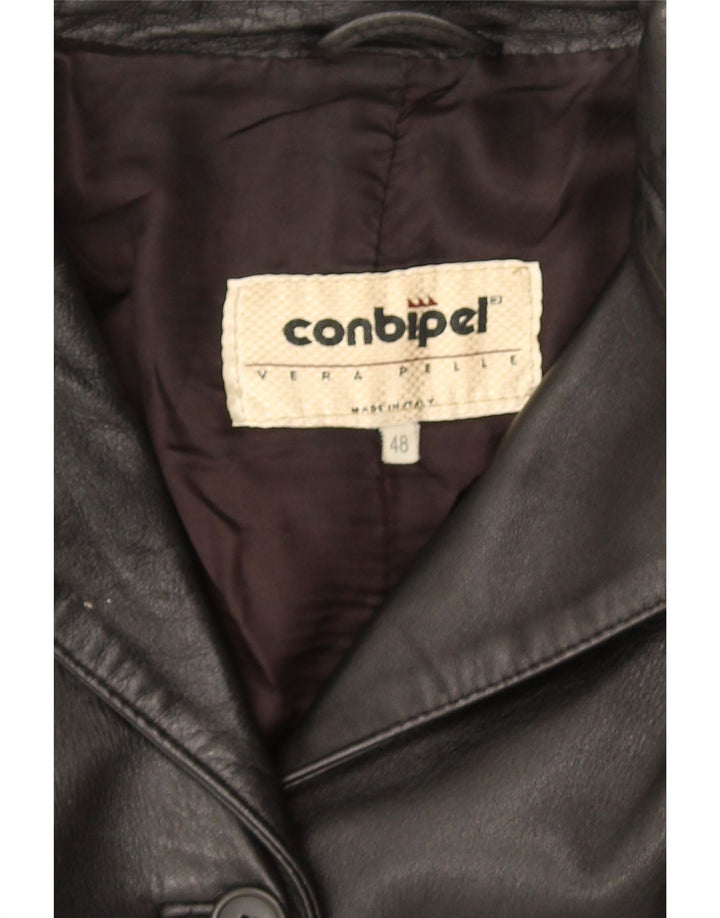 Conbipel Damen-Blazerjacke aus Leder mit 4 Knöpfen IT 48 XL Schwarz