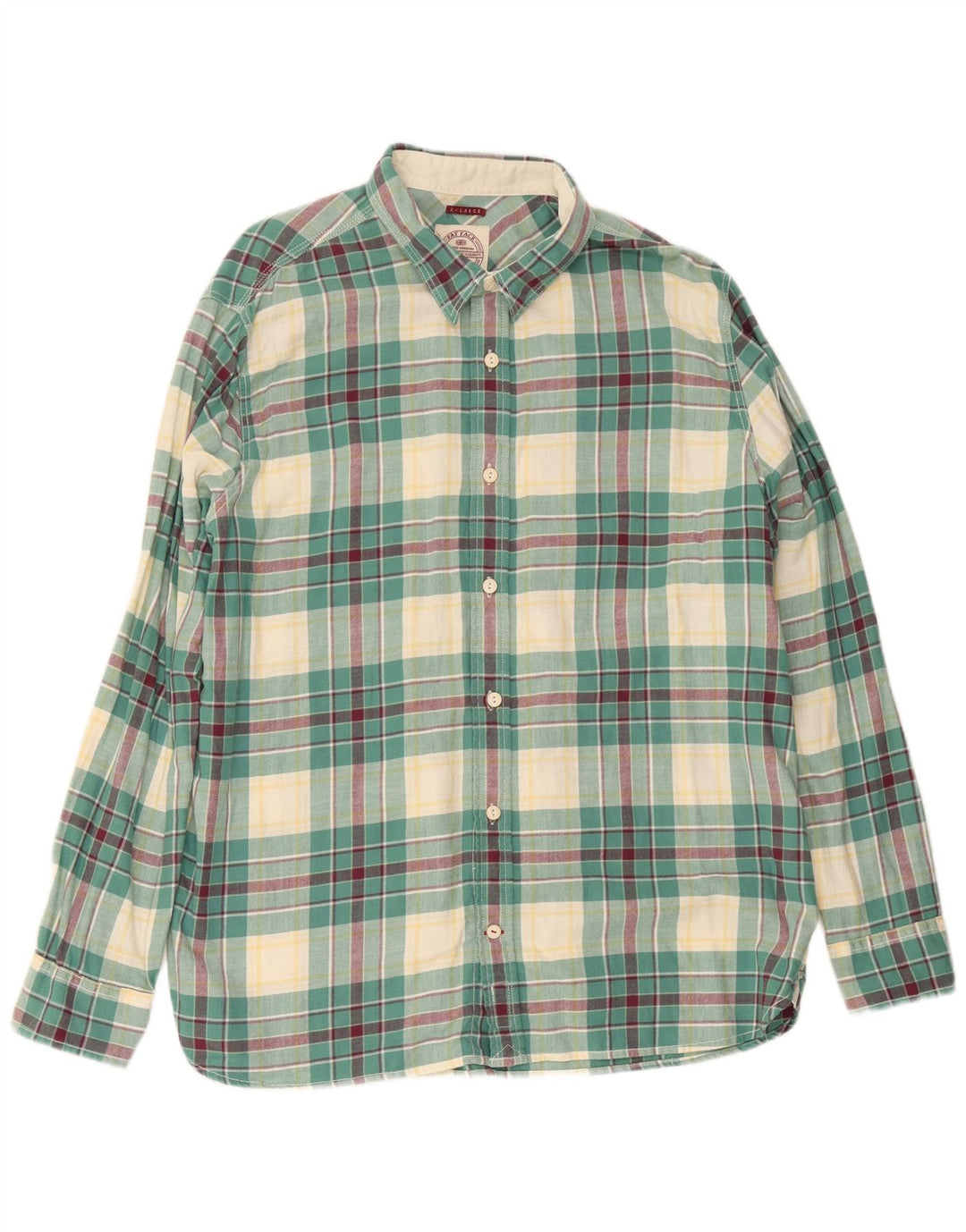 Fat Face Herren-Flanellhemd XL, grün kariert, Baumwolle