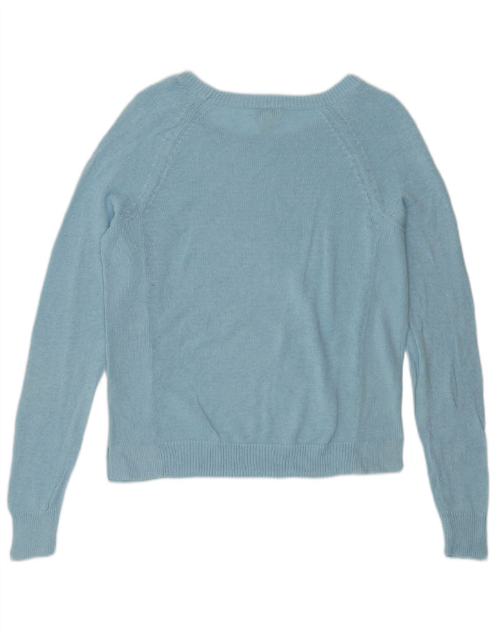 J. CREW Damen-Pullover mit bauchfreiem U-Boot-Ausschnitt, Gr. 10, Größe S, Blau, Leinen