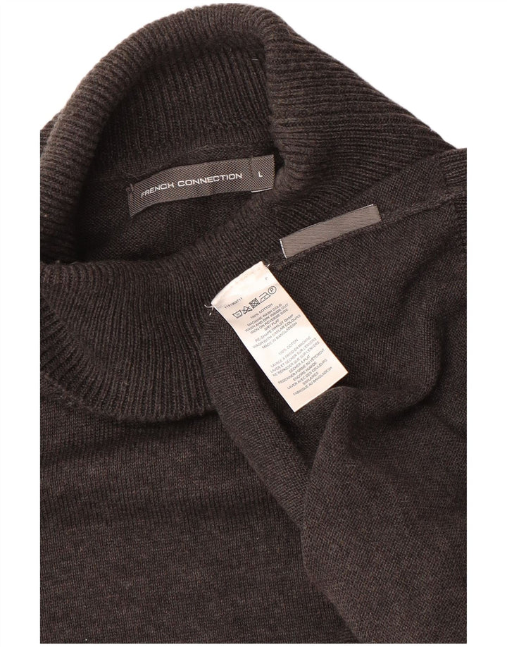 French Connection Rollkragenpullover für Herren, groß, aus brauner Baumwolle