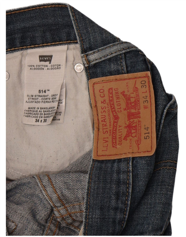Levi's Herren 514 Slim Straight Jeans W34 L40 Blaue Baumwolle