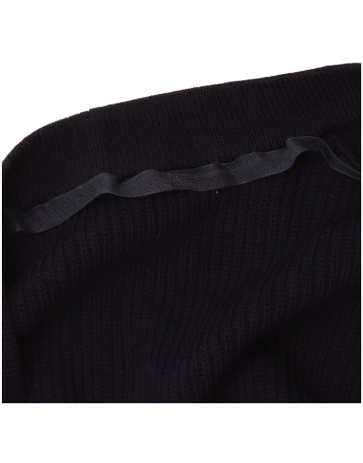 Vintage Herren Cardigan Pullover Große Marineblaue Schurwolle