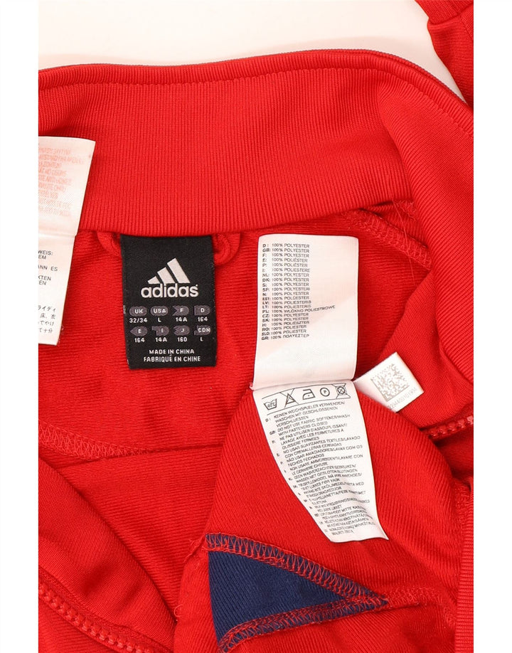 Adidas Jungen-Trainingsanzug-Top-Jacke, 13–14 Jahre, rotes Farbblock-Polyester