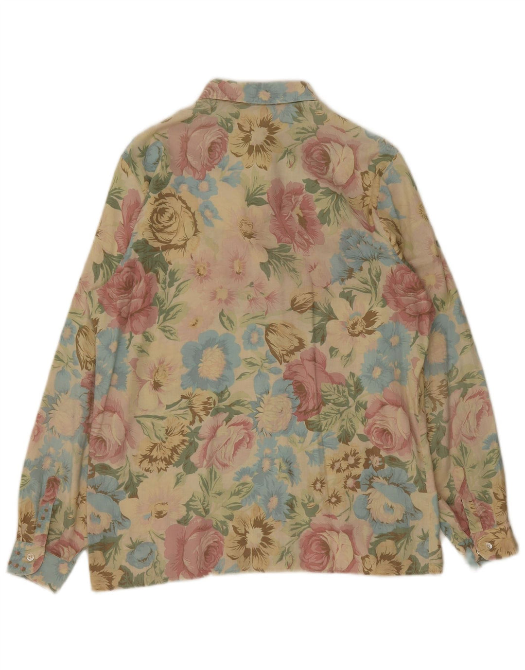 VINTAGE Damen Hemd UK 16 Großes mehrfarbiges Blumenmuster