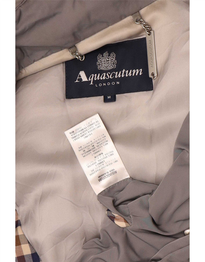 Aquascutum Wattierter Damenmantel mit Kapuze, UK 14, Mittelgrau, Polyester