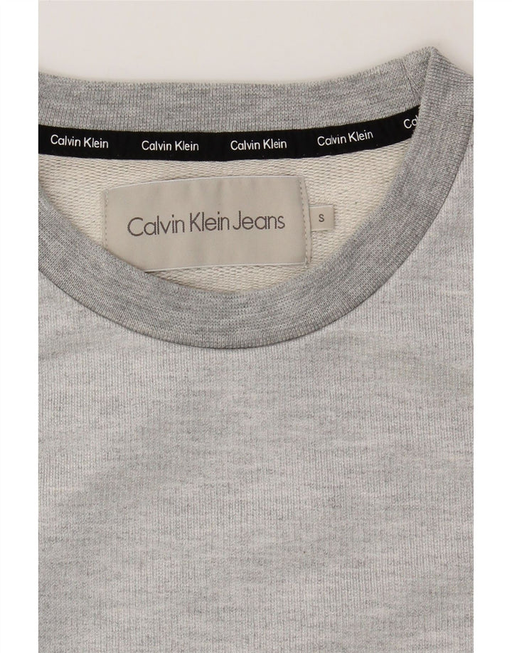CALVIN KLEIN JEANS Womens Oversized Sweatshirt Jumper UK 10 Small Grey Vintage Calvin Klein Jeans and Second-Hand Calvin Klein Jeans from Messina Hembry 