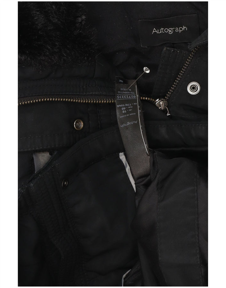 Marks & Spencer Damen Autograph Hooded Parka Jacke UK 18 XL Schwarz