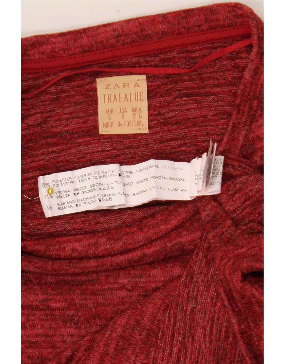 Zara Damen T-Shirt Top UK 10 Small Rot geflecktes Polyester