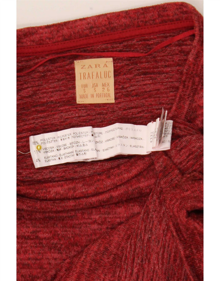 Zara Damen T-Shirt Top UK 10 Small Rot geflecktes Polyester
