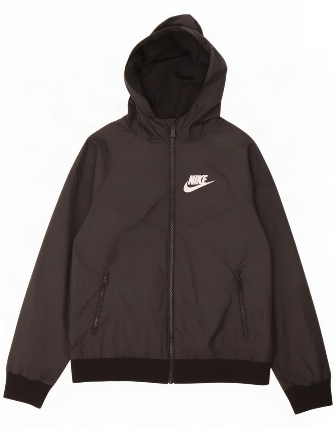 Nike Jungen-Regenjacke mit Kapuze, 10–11 Jahre, mittelgroßes schwarzes Polyester