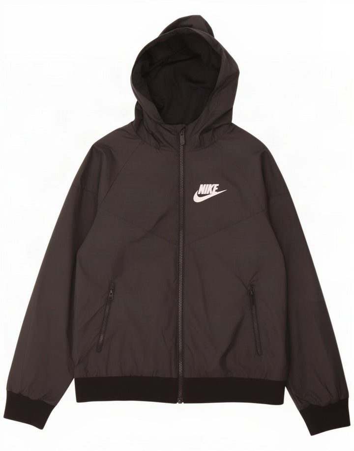 Nike Jungen-Regenjacke mit Kapuze, 10–11 Jahre, mittelgroßes schwarzes Polyester