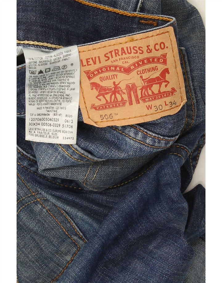 Levi's Herren 506 Straight Jeans W30 L34 Marineblaue Baumwolle