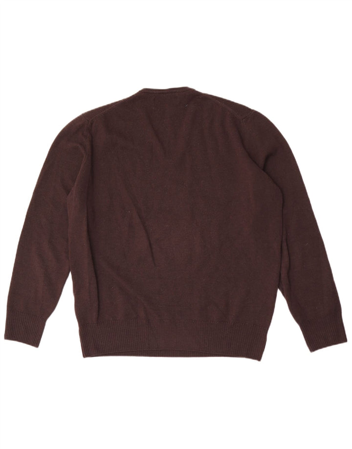 Zara Herren-Pullover mit V-Ausschnitt, XL, braune Wolle