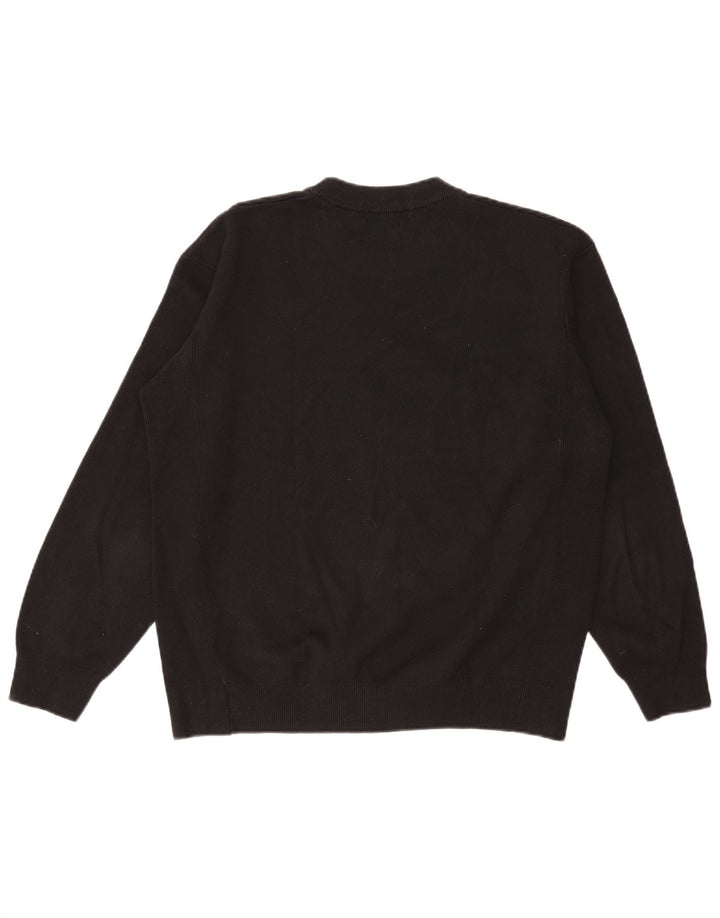 Zara Herren-Pullover mit Rundhalsausschnitt, groß, aus schwarzer Baumwolle