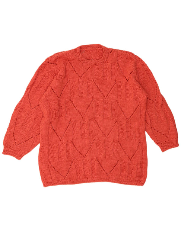 VINTAGE Damen Pullover mit Rundhalsausschnitt UK 18 XL Rot