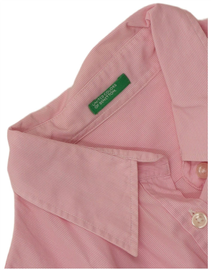 Benetton Damen-Hemd UK 12 Mittelrosa Nadelstreifen
