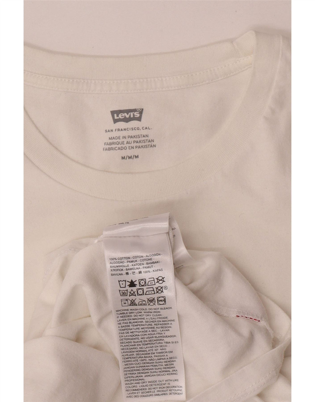 Levi's Womens Graphic T-Shirt Top UK 14 Mittelweiße Baumwolle