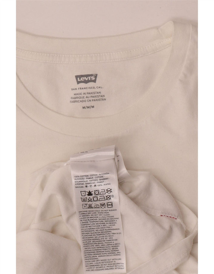 Levi's Womens Graphic T-Shirt Top UK 14 Mittelweiße Baumwolle