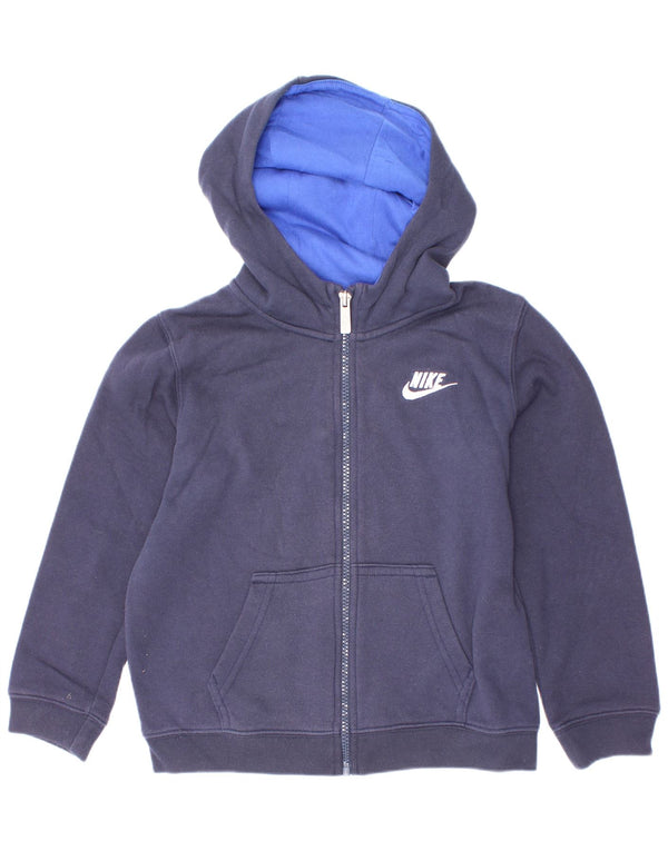 Nike Jungen-Kapuzenpullover mit Reißverschluss, 6–7 Jahre, groß, marineblaue Baumwolle
