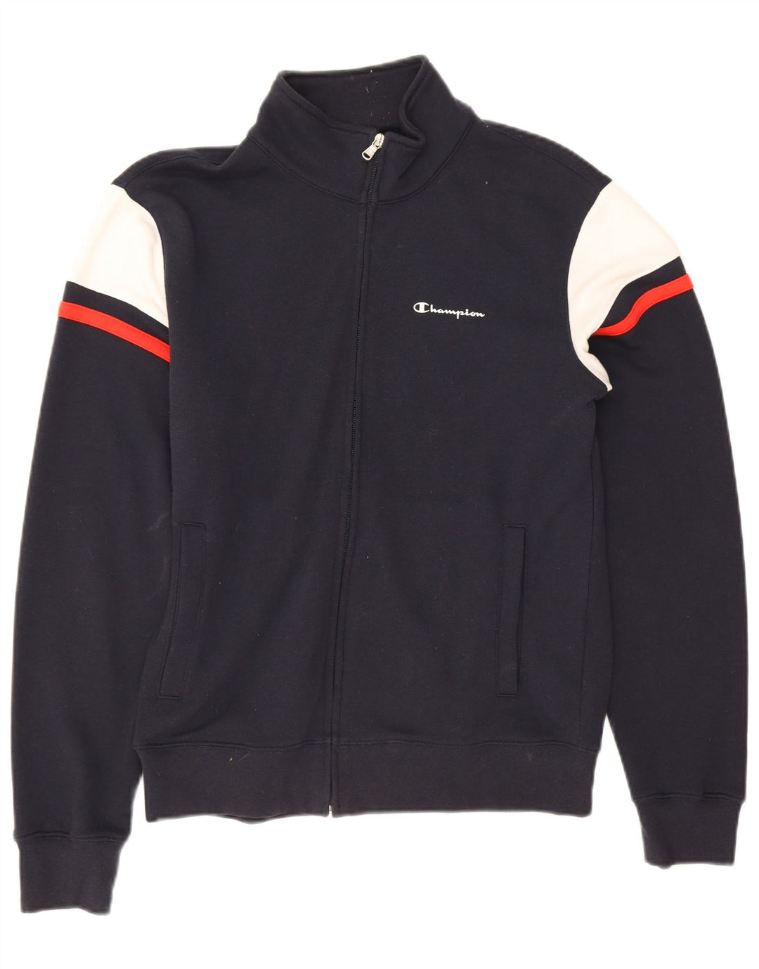Champion Herren-Trainingsanzug-Top-Jacke, mittelschwarz, Colourblock-Baumwolle