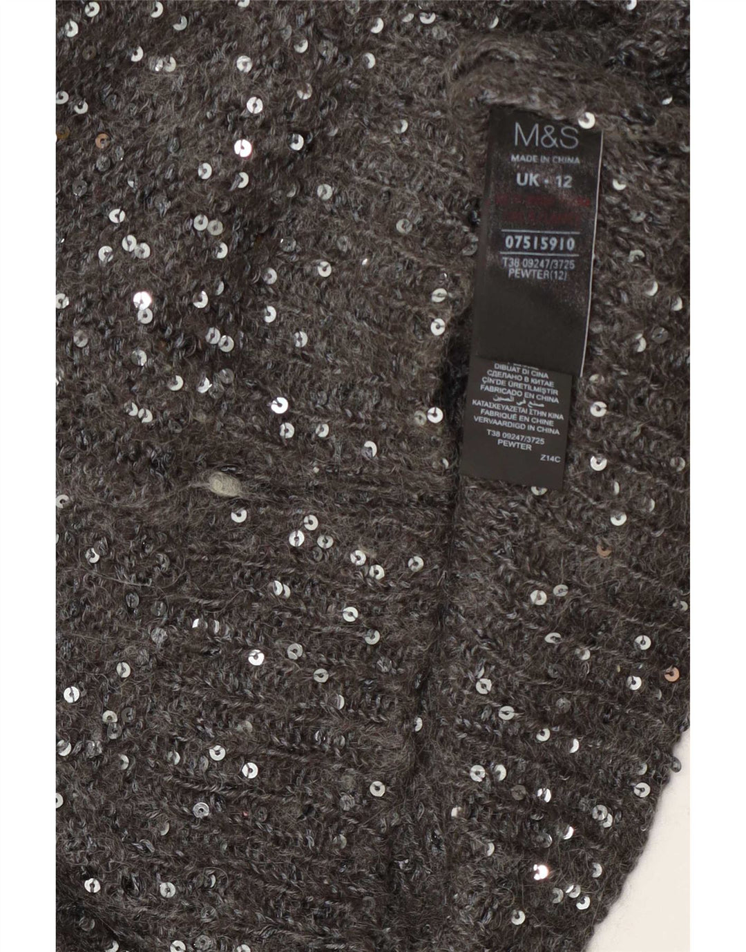 Marks & Spencer Damen-Pullover mit U-Boot-Ausschnitt, UK 12, Mittelgrau, Polyester