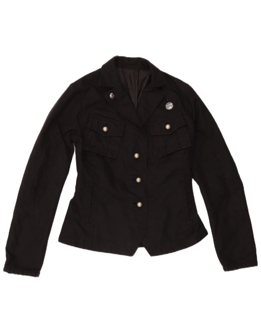Vintage Damen Utility Jacke IT 40 Kleine schwarze Baumwolle