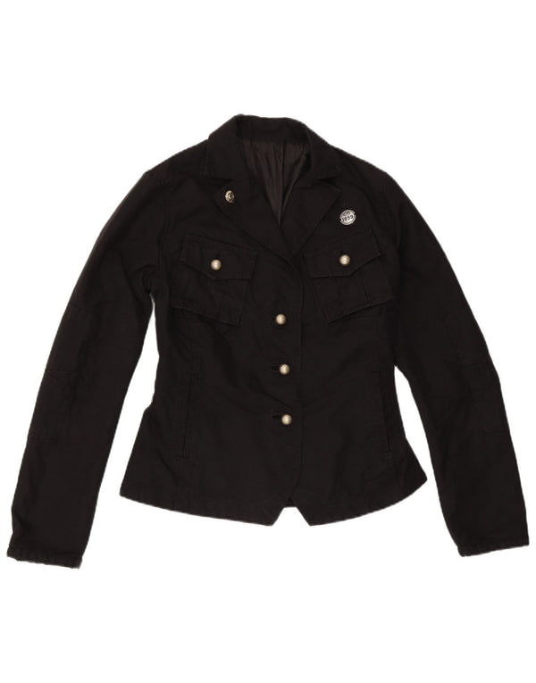 Vintage Damen Utility Jacke IT 40 Kleine schwarze Baumwolle