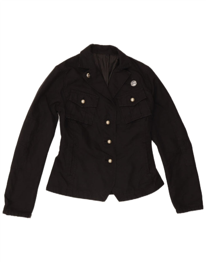 Vintage Damen Utility Jacke IT 40 Kleine schwarze Baumwolle
