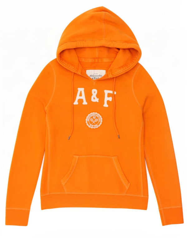 Abercrombie & Fitch Damen-Kapuzenpullover mit Grafik, UK 14, mittelorange Baumwolle