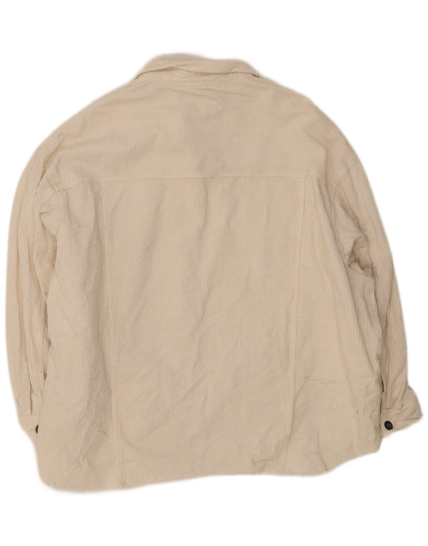 Zara Damen Übergroße Cordjacke UK 20 2XL Weiße Baumwolle