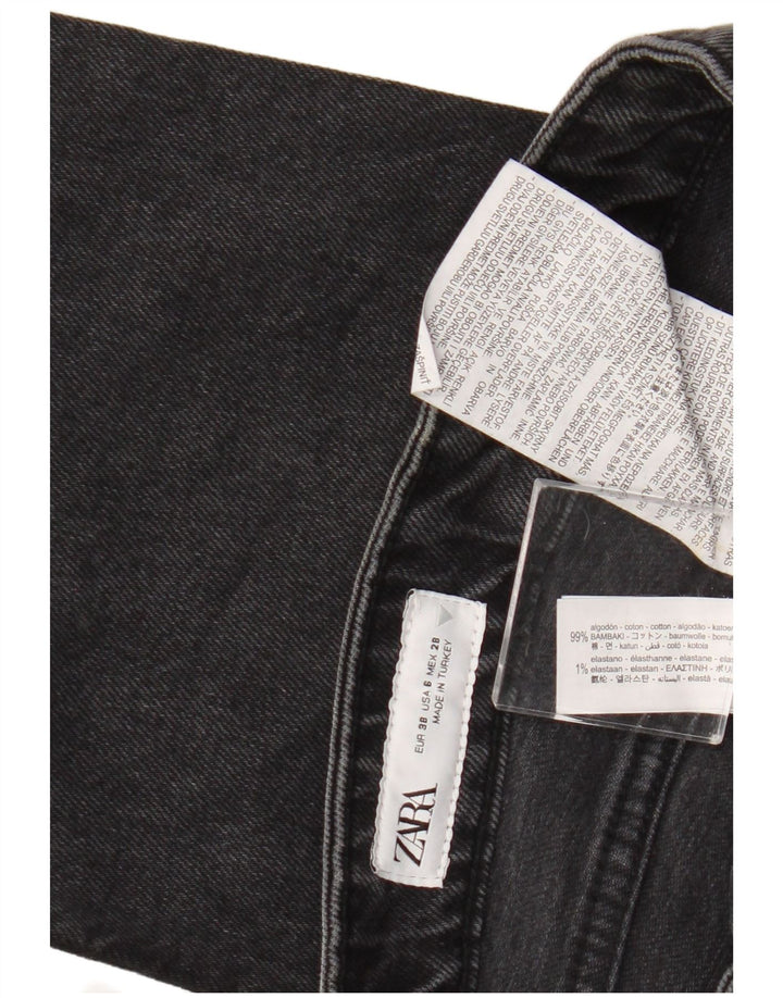 ZARA Damen-Jeans, kurz geschnitten, EU 38, Größe S, W28, L25, Grau, Baumwolle