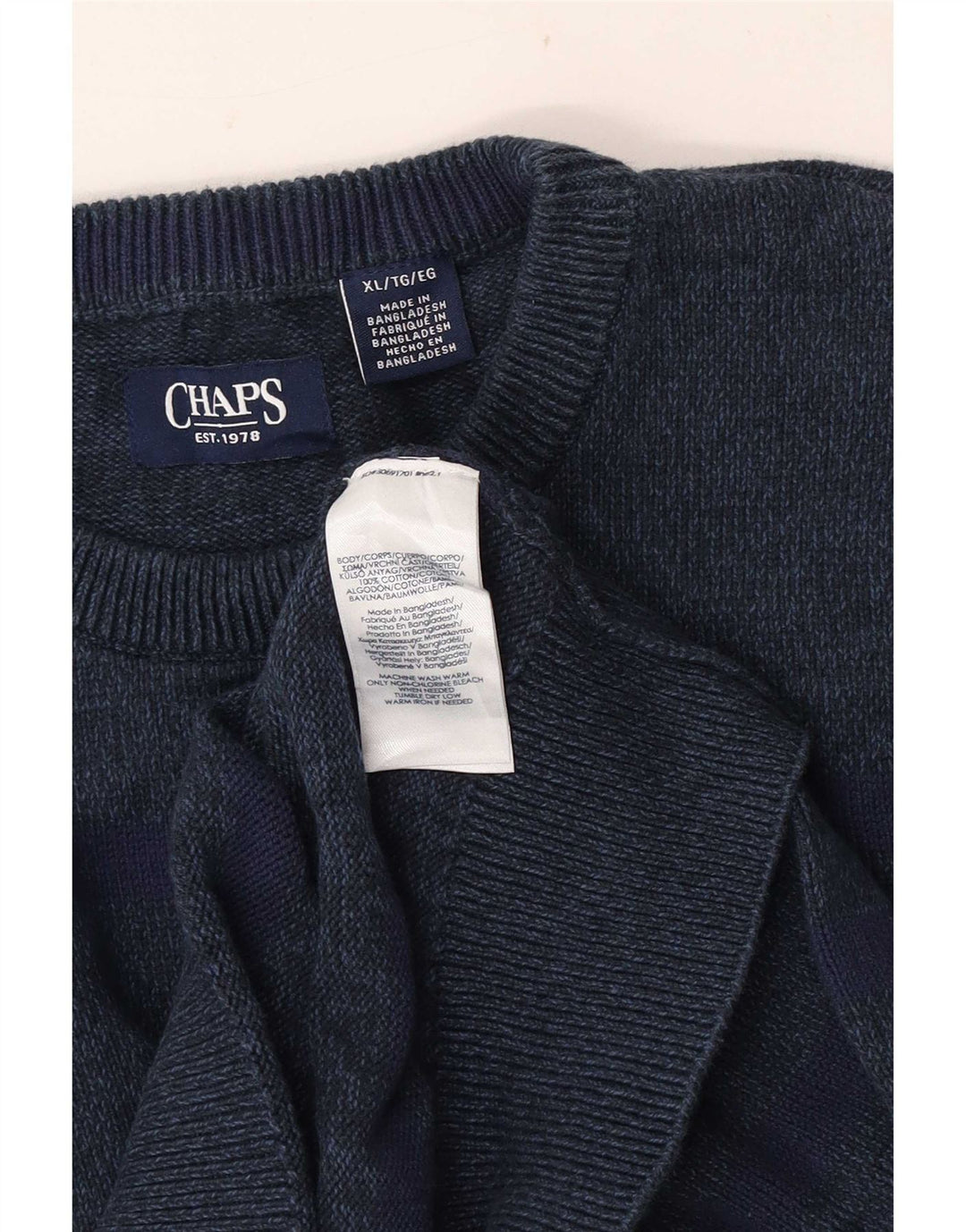 Chaps Herren-Pullover mit Rundhalsausschnitt, XL, marineblau, Baumwolle