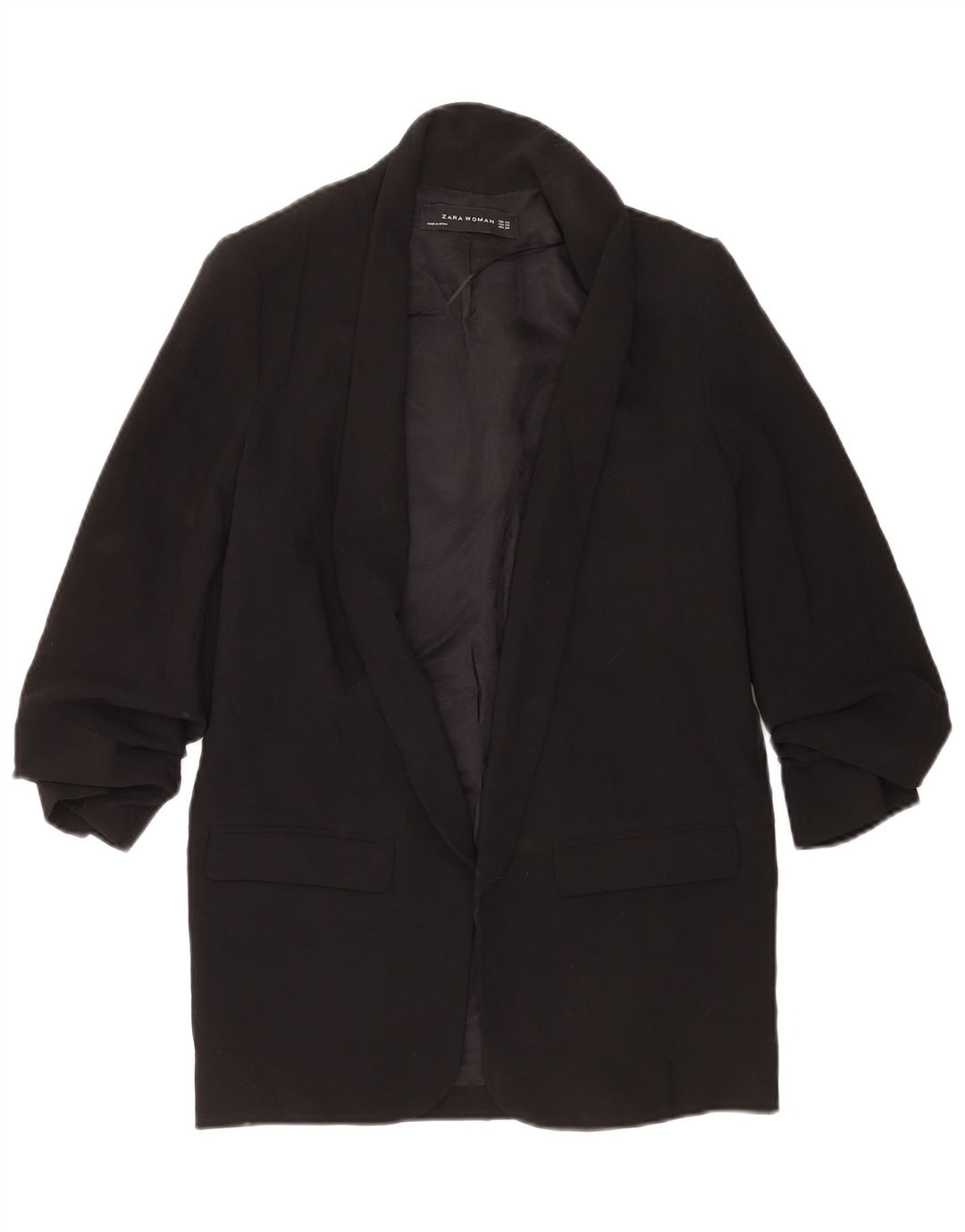 Zara Damen offene übergroße Blazerjacke UK 6 XS Schwarz Polyester