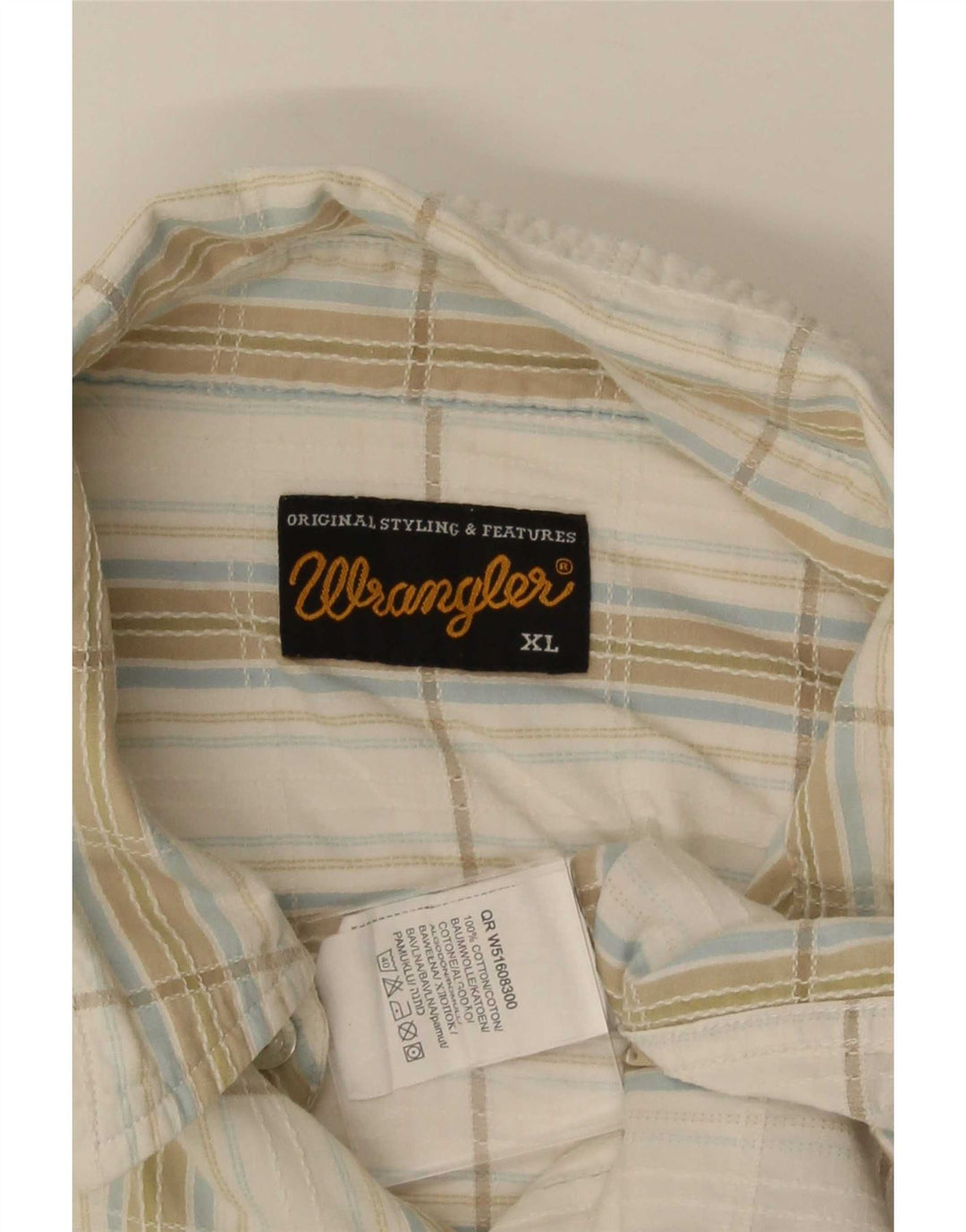 Wrangler Herren-Kurzarmhemd XL, weiß kariert, Baumwolle